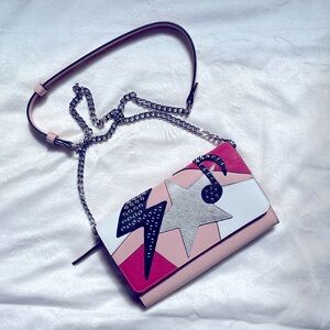 KARL LAGERFELD Colorblock Leather Mini Crossbody Bag with Star & Stud Details